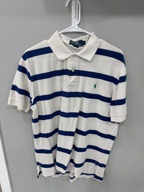 Polo by Ralph Lauren White Polo with Navy Stripes